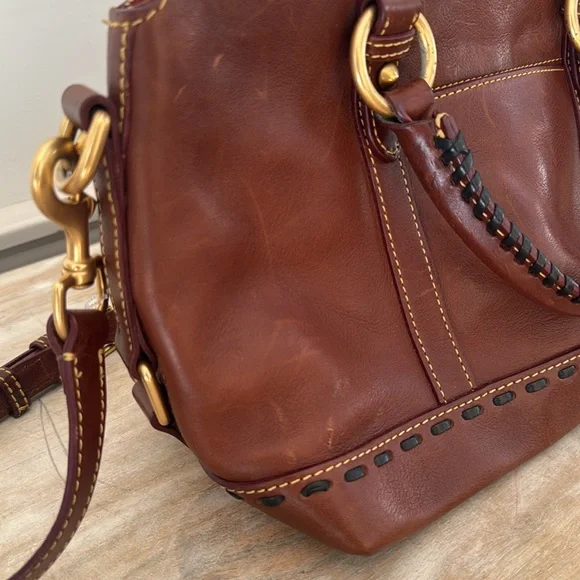 Dooney & Bourke Florentine Leather Pocket Satchel Handbag - Picture 3 of 5